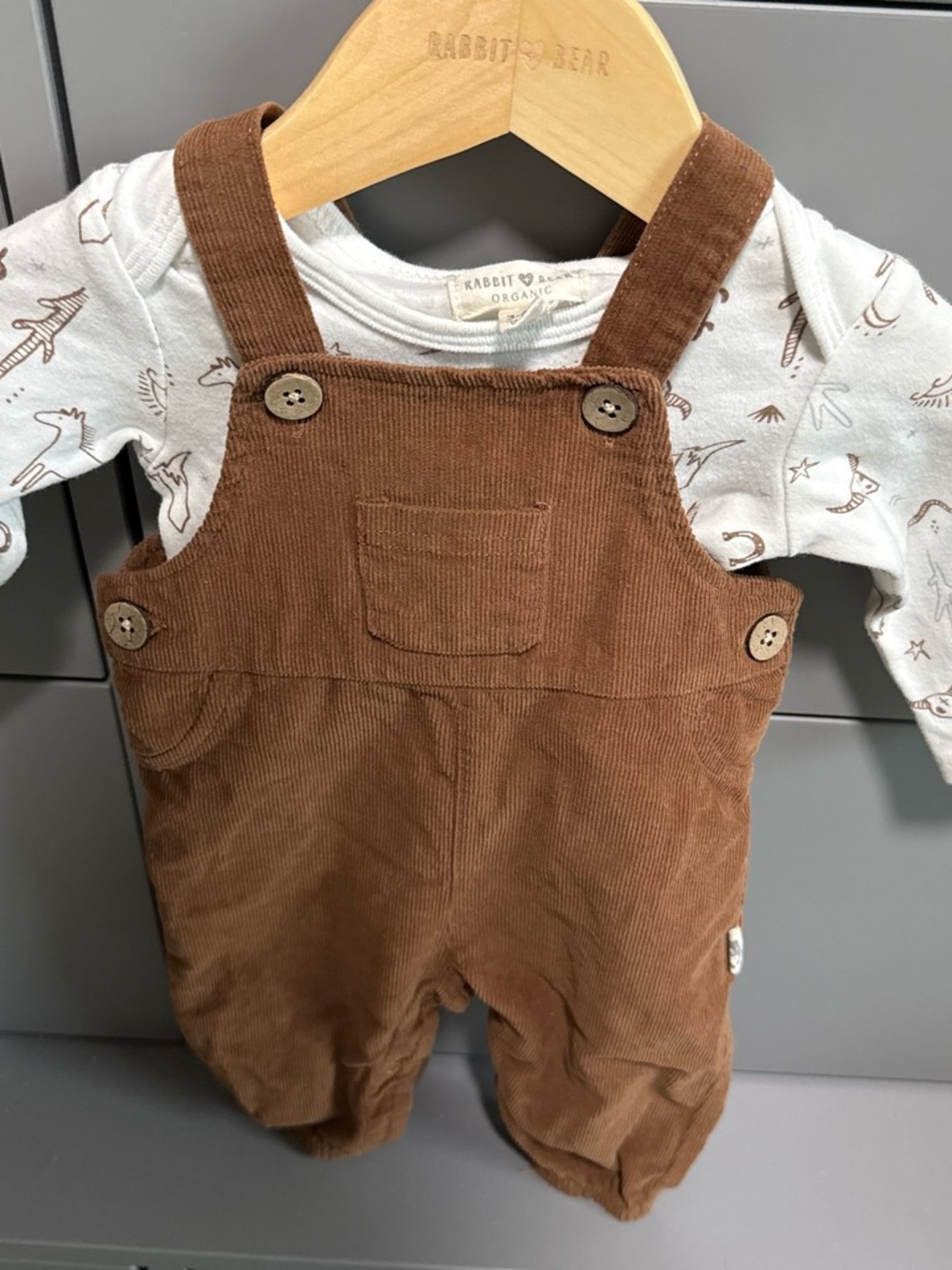 Rabbit & Bear Brown Corduroy Baby Overalls
